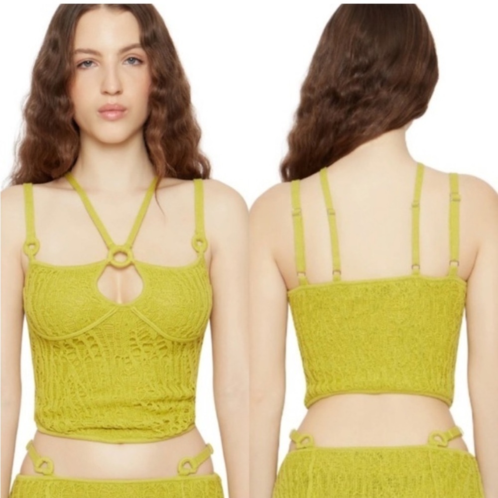 Danielle guizio knit green cutout top